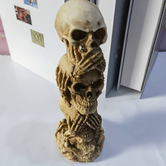 1pc, Halloween Skull Resin Craft Ornament - Creative Decoration for Scene, Room, and Holiday Accessories