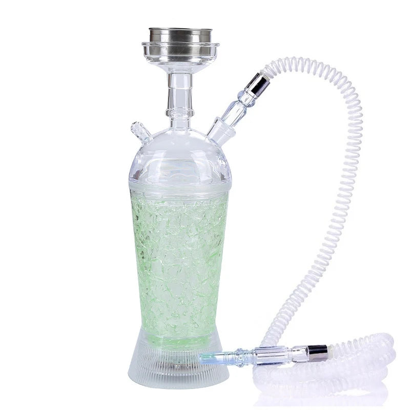 Portable Hookah Cup Set with LED Light and Shisha Accessories Acrylic Hookah Shisha Pipe Easy to Carry for Home Cars and Parties