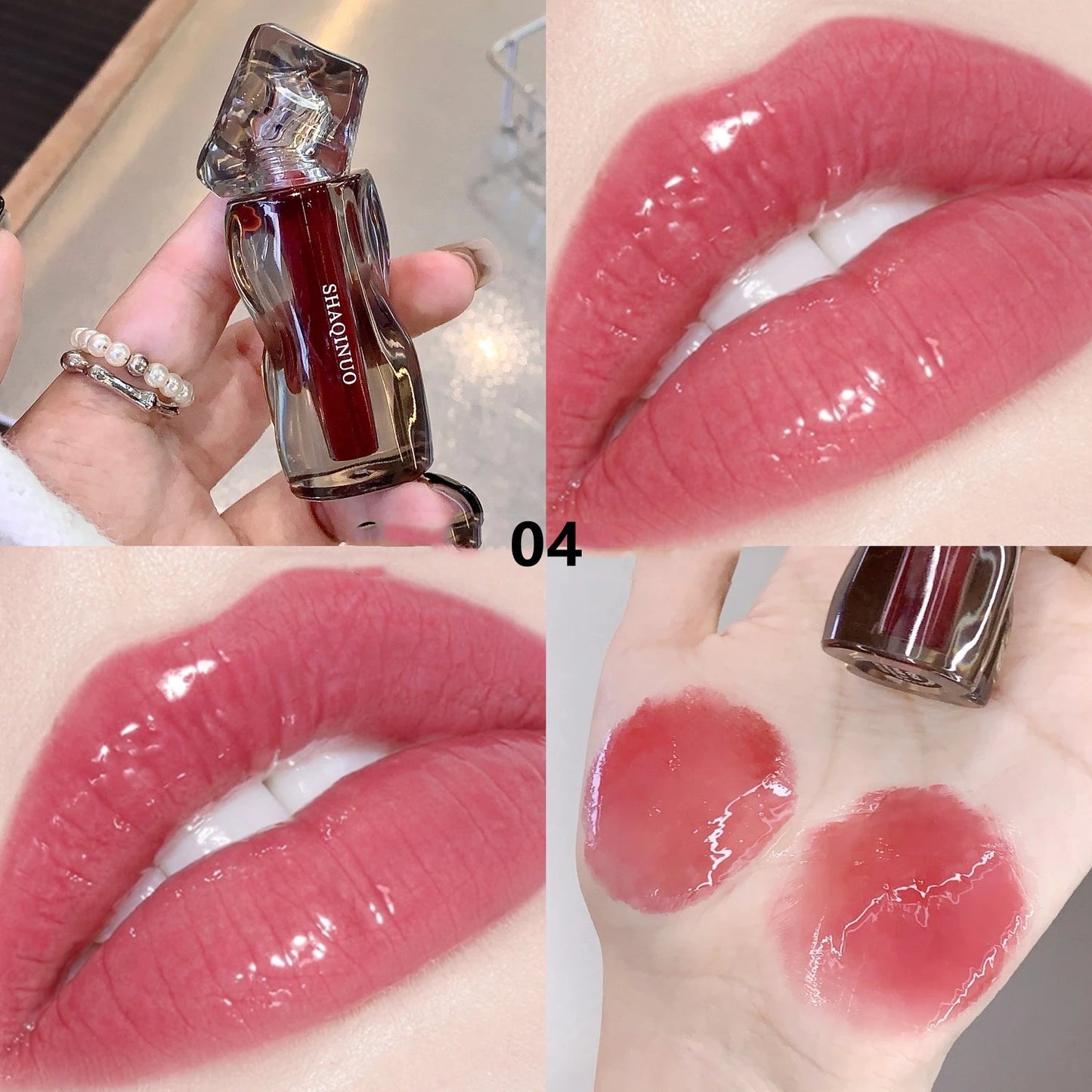 6 Shades of Moisturizing, Plumping, Hydrating Lip Gloss, Mirrored Gloss Lipstick, Shimmering Dewy Jelly Lipstick, Non-Greasy