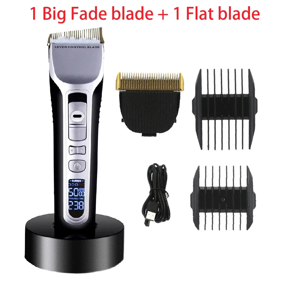 Hair Trimmer Rechargeable Electric Hair Clipper Ceramic Blade LCD Display Salon Men Hair Cutting Machine