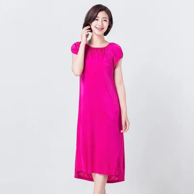 50% Pure Silk Nighties for Women Sleeping Dress Long Nightgown Nighty for Ladies Loose Plus Size Home Wear Summer