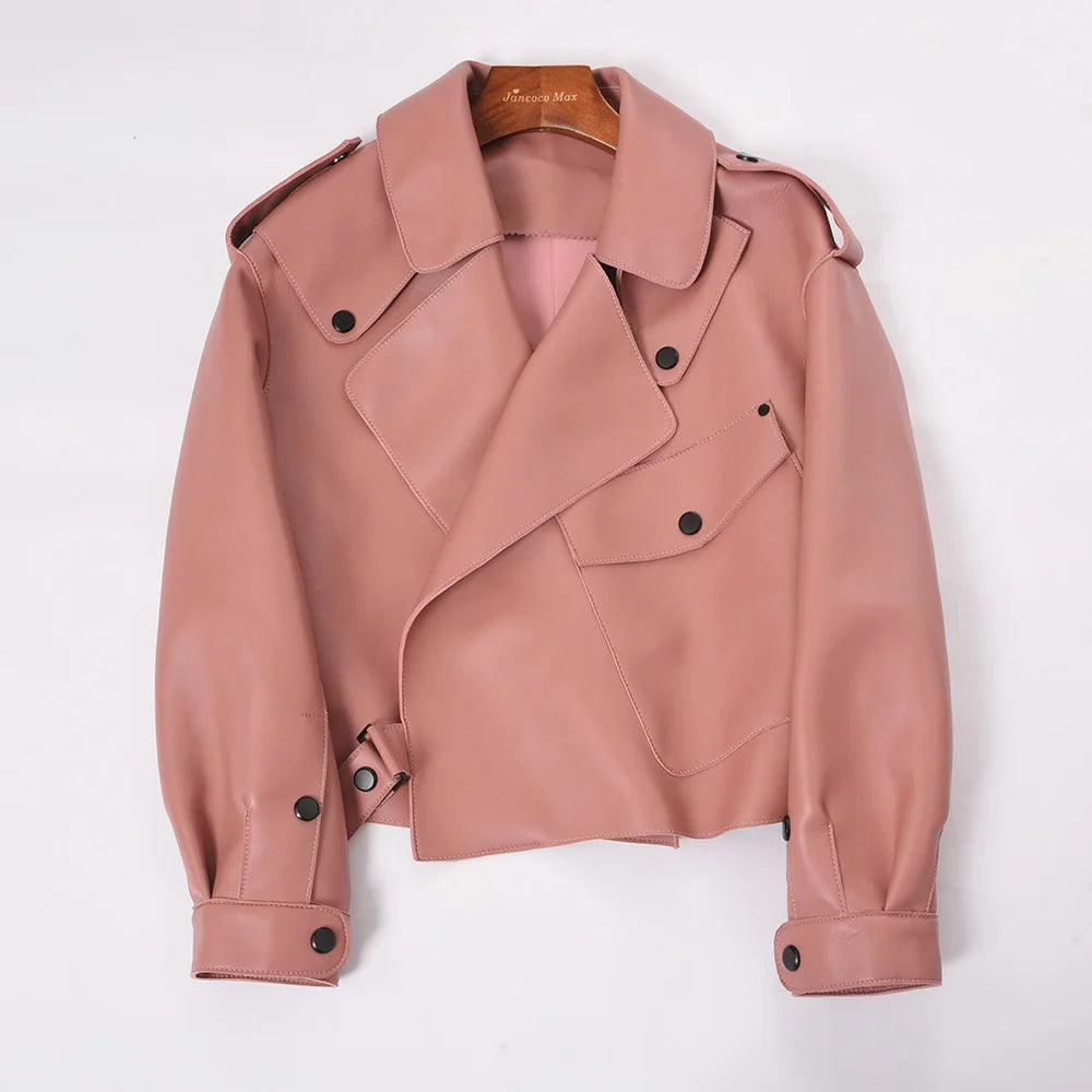 2025 26 Colours Women's Genuine Leather Jacket New Fashion Real Leather Coat Lady Autumn Winter Sheepskin Leather S7547