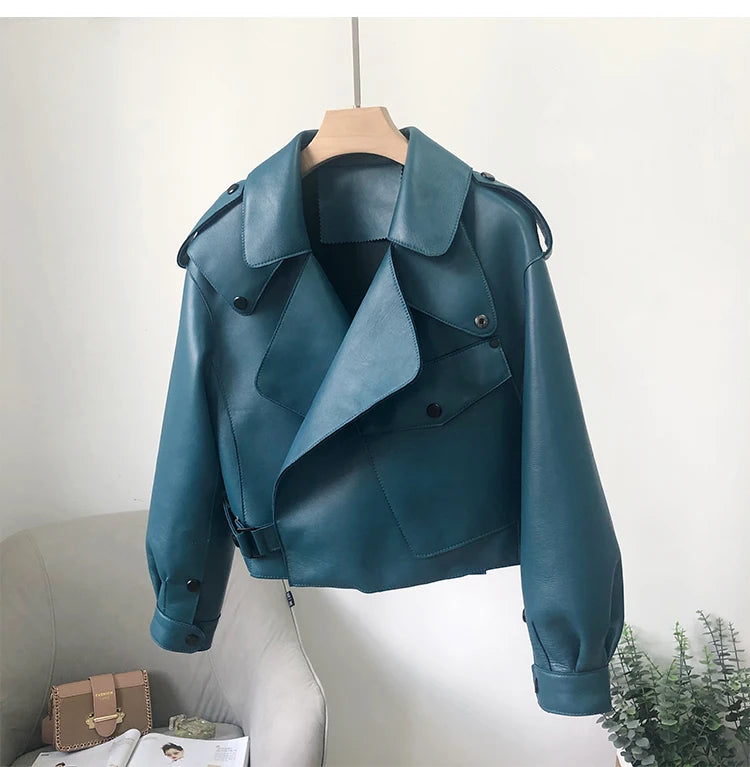 Pink Java QC20003 new arrival real leather jacket women coat genuine sheep leather coat luxury fashion hot sale dress