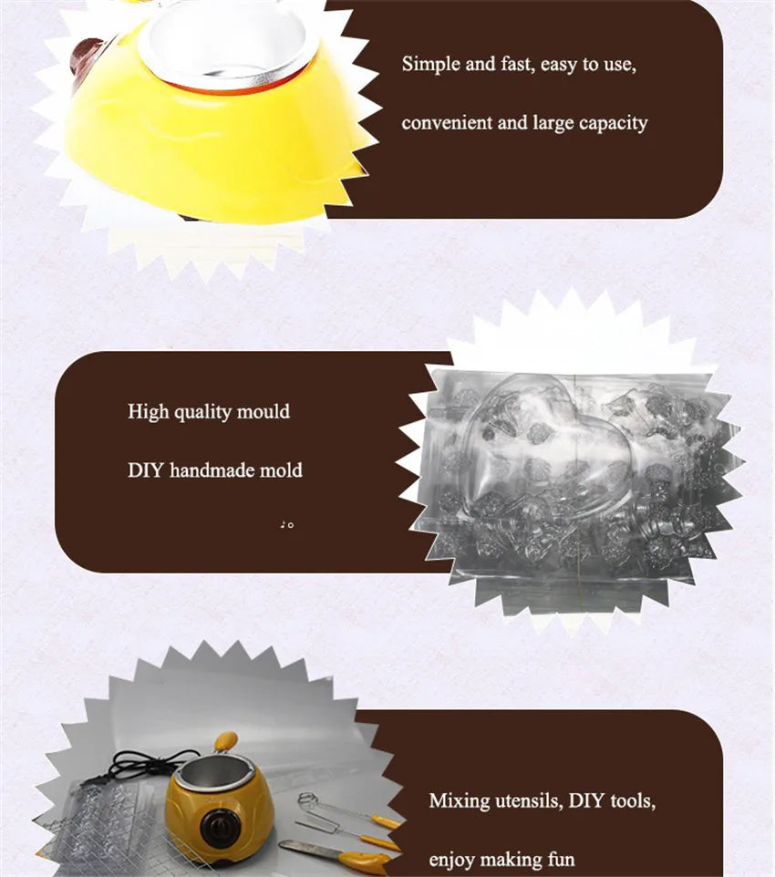 EU plug Chocolate Melting Machine Electric Heating Candy Cheese Pot Baking DIY Cookies Fondue Pot Handmade Soap Melting Furnace