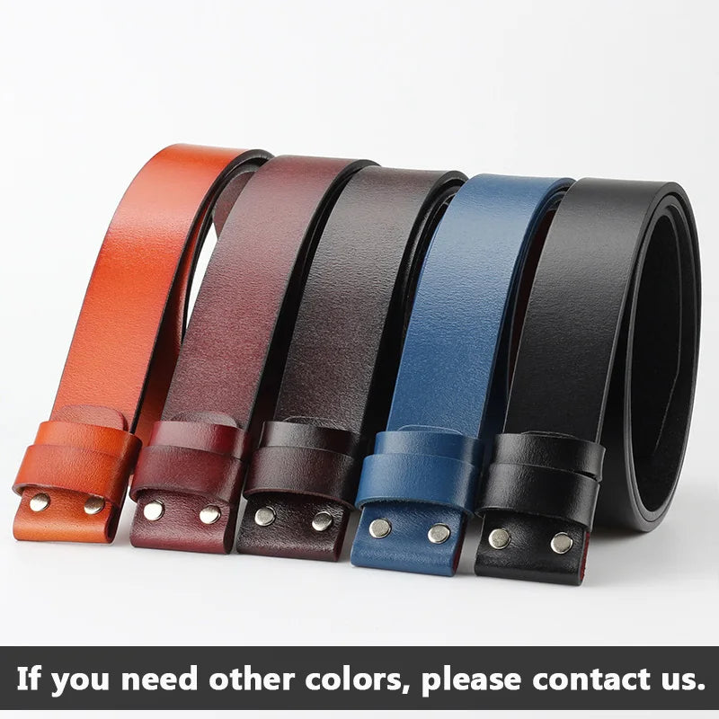 Men's Genuine Cowhide Leather Belt without Buckle DIY Belt Accessories High Quality Wild Belts