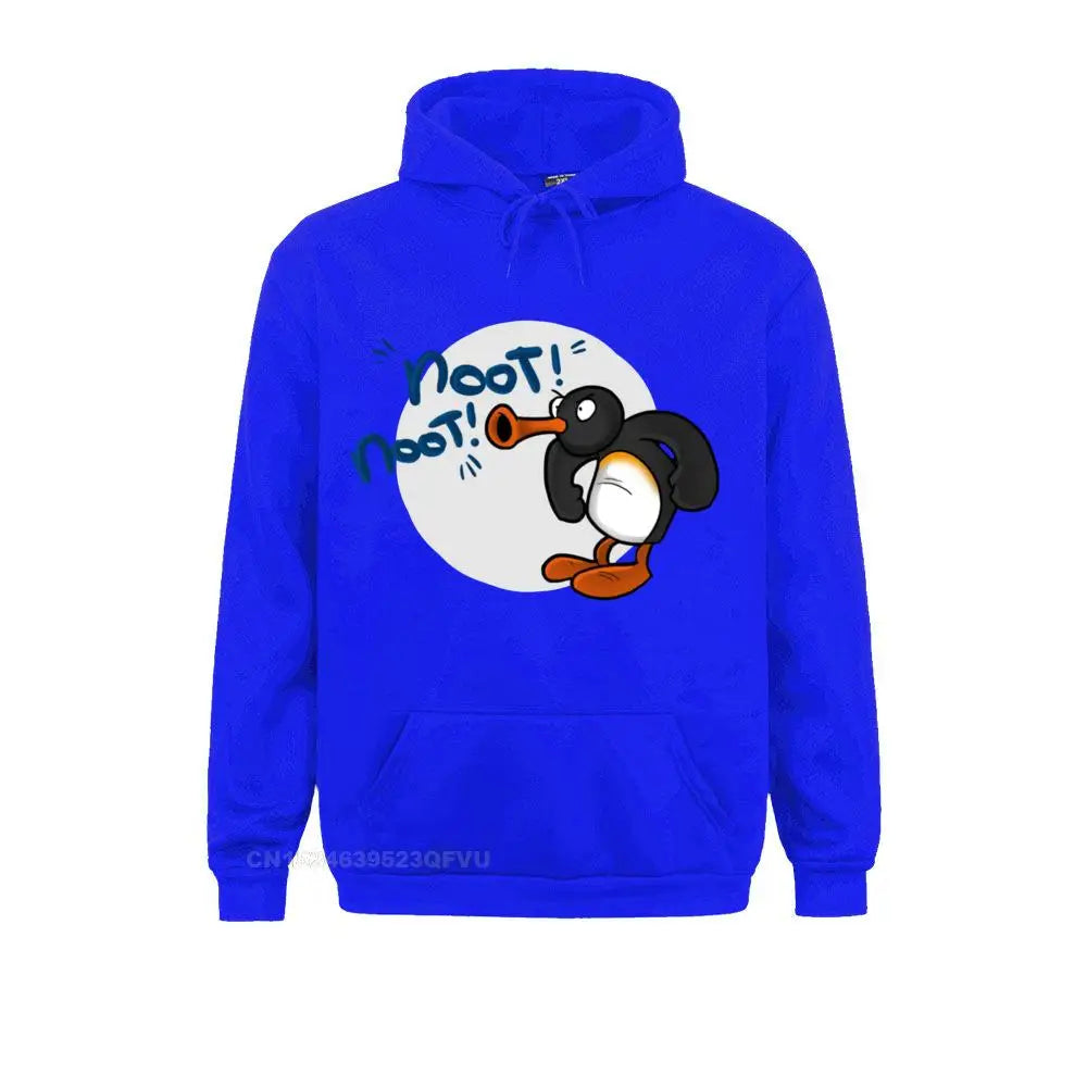 Noot Noot Pingu Hoodies Men Cotton Funny Hoodie Round Collar Penguin Meme Funny Cartoon Tees Clothes Printing
