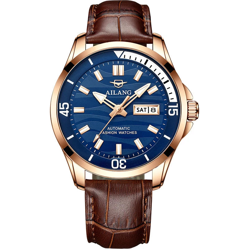 AILANG Men's Automatic Mechanical Watch Luxury Sports Waterproof Multi-Functional Wristwatch with Calendar Fashionable Brand