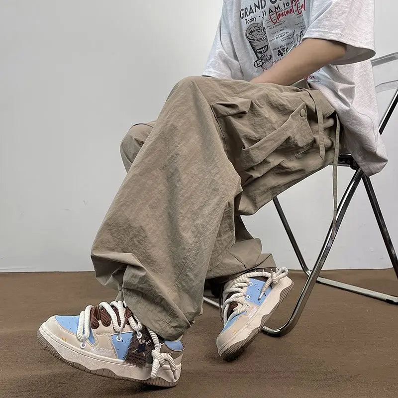 American Workwear Pants Men Summer New Thin Trendy Loose Straight Casual