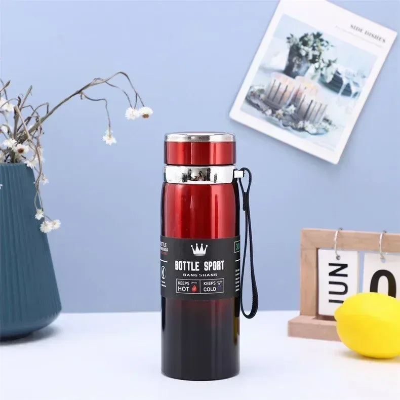 Vacuum Insulated Thermos Water Bottle with Wide Mouth Cup, BPA-Free Stainless Steel Water Bottles Flask for Cold & Hot Drink