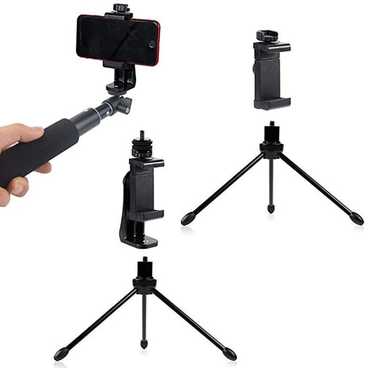 1/4 Universal Tripod Mount Adapter Adjustable Cell Phone Tripod Holder Clip Vertical 360 Rotation Tripod Accessories for iPhone