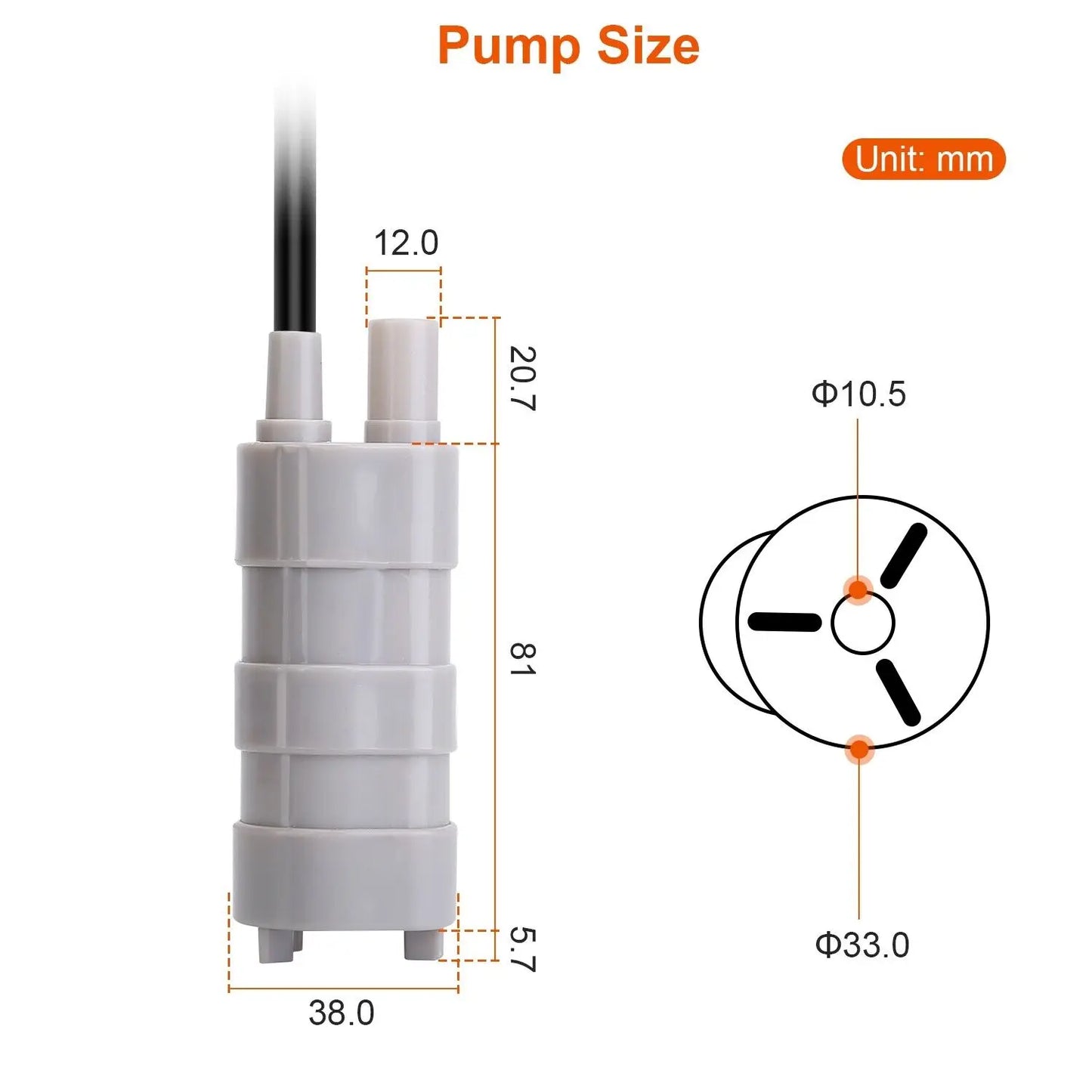12V DC Submersible Water Pump 1000L/H High Flow 3-Wire for RV, Pond, Aquarium