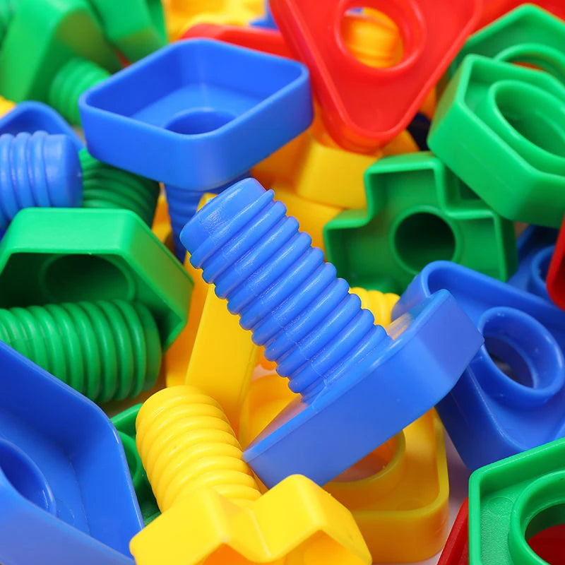 Montessori Education Jumbo Nuts And Bolts Toys Plastic Screw And Nuts Occupational Therapy Fine Motor Skills Development