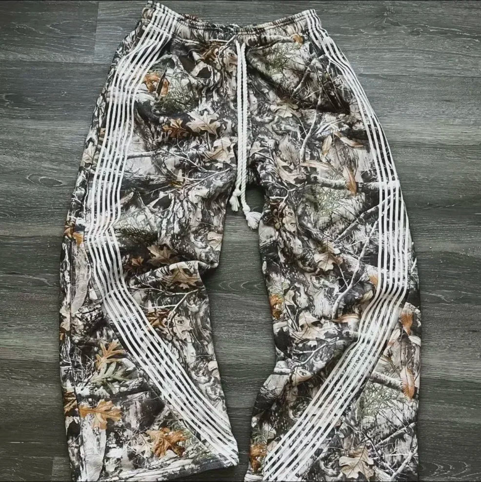 Men's pants camouflage sweatpants retro trend classic women's pants oversized loose wide-legged pants street versatile jeans