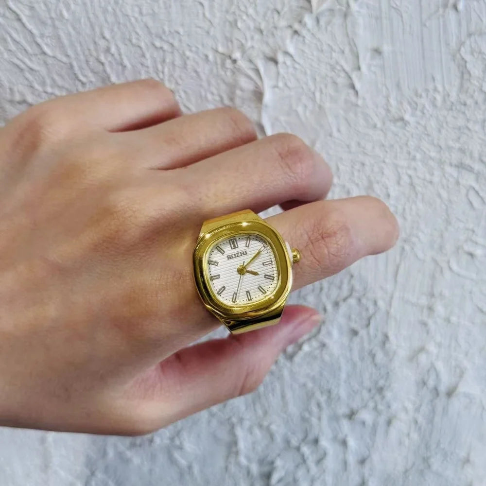 Watch Ring Assorted Niche Couple Finger Watch Mini Clock Retro Creative Electric Mens Girls Items Glass Boho Luxury