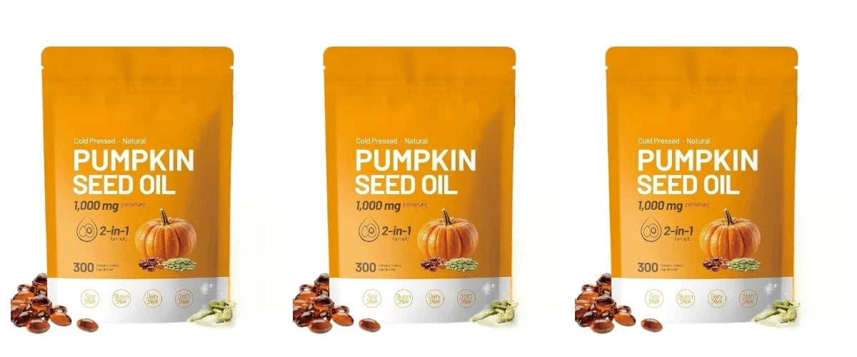 Pumpkin Seed Oil Softgels Cold Pressed 1000mg For Hair Skin Daily Nutrition & Men Wellness Support Formula Adult 300 Count