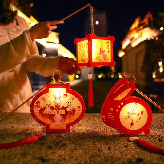 1 Set Mid Autumn Festival Lantern Making DIY Material Portable Retro Chinese Palace Lanterns Moon Festival Lamp Party Decor