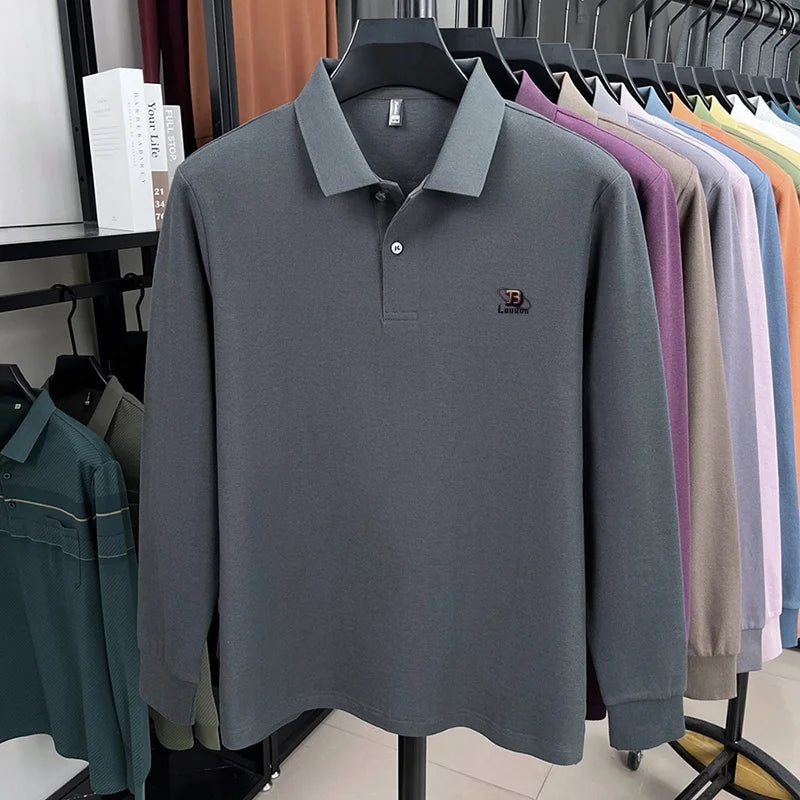 100% pure cotton 2025 Spring and Autumn new high-quality men business casual POLO shirt exquisite brand embroidered T-shirt top