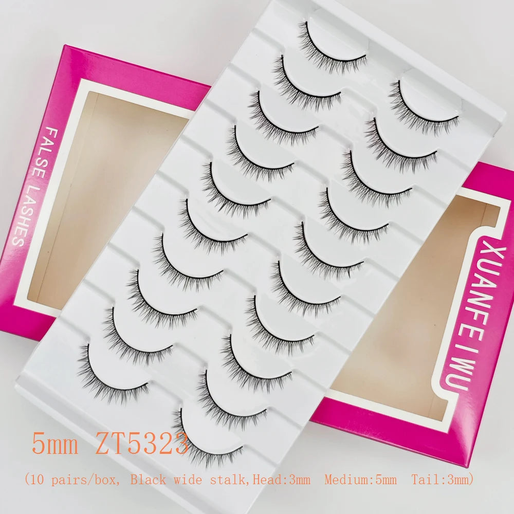Xuanfeiwu Natural Short Style No-Makeup Look Sparse Full-Strip Ultra-Natural Realistic One-Piece Natural-Looking False Eyelashes DIY Self-Application Beginner Light Makeup Eyelashes