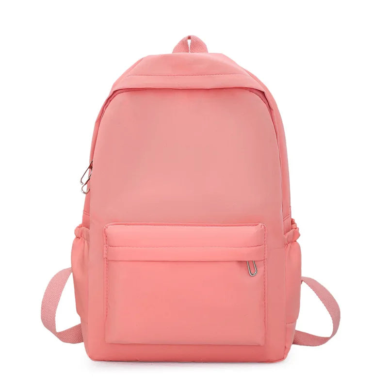 New Women Schoolbag Waterproof Large Capacity School Backpack Smooth Zipper Solid Teens Girl Casual Daypack Bag Student Supply