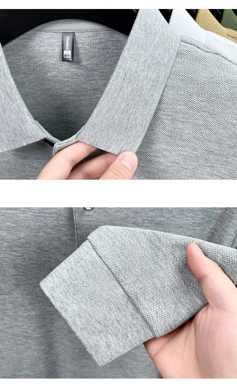 100% pure cotton 2025 Spring and Autumn new high-quality men business casual POLO shirt exquisite brand embroidered T-shirt top