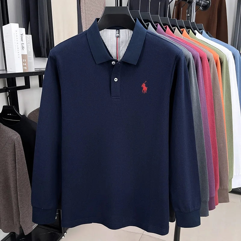 100% pure cotton 2025 Spring and Autumn new high-quality mens business casual polo shirt exquisite brand embroidered T-shirt top