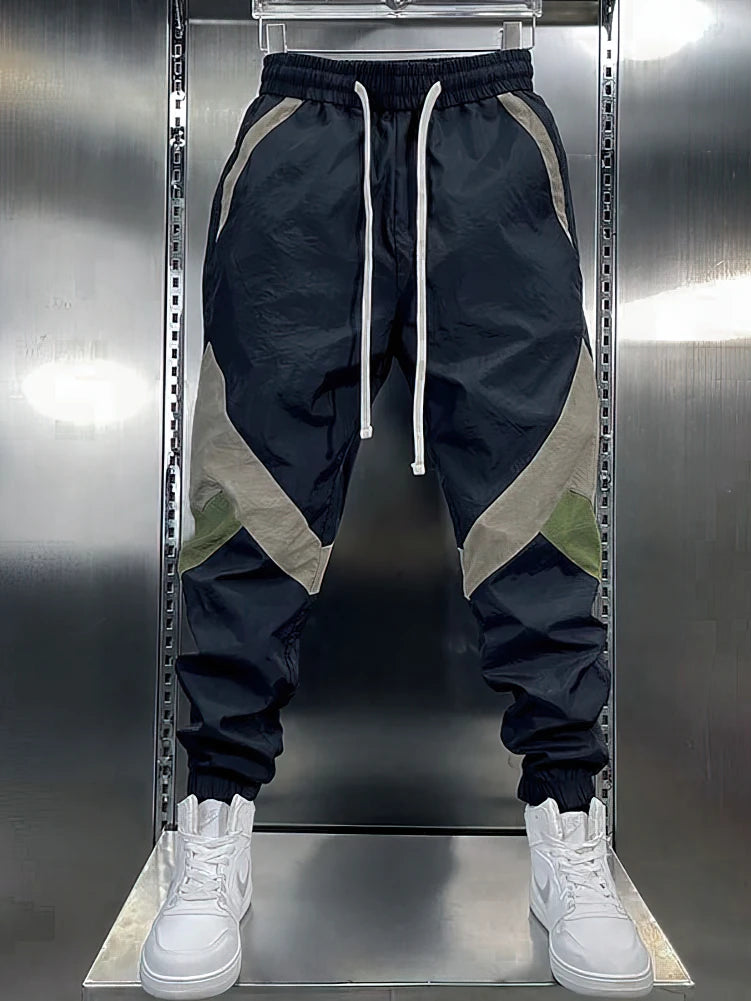 Patchwork Beige White Sweatpants Men Baggy Jogging Pants Spring Summer Casual Sport Harem Ankle-Length Trousers