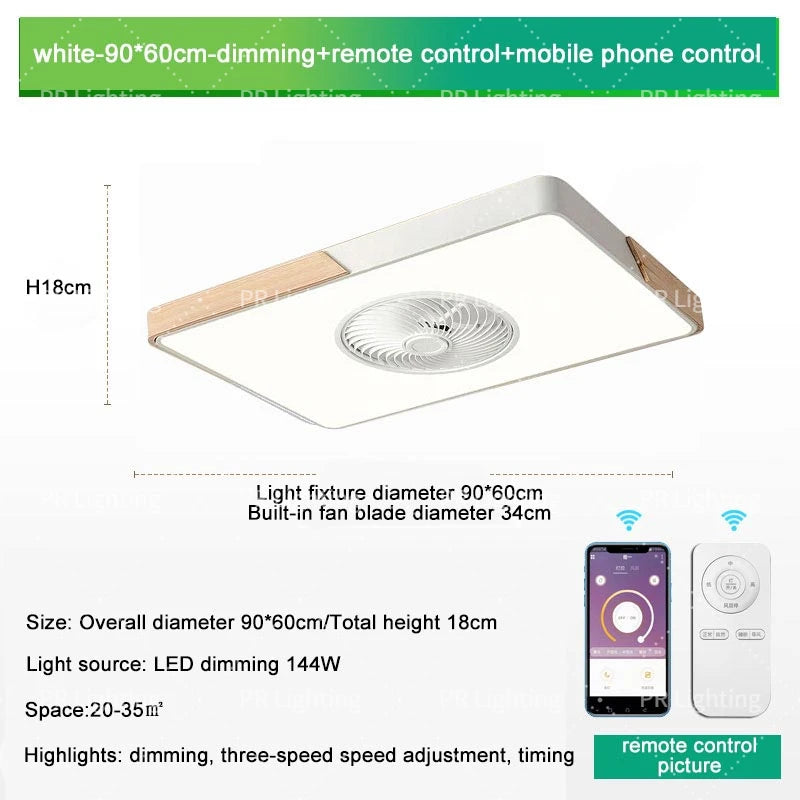 LED Fan Light Ceiling Lamp Household Modern Simple Bedroom Restaurant Invisible Ceiling Fan Light Living Dining Table Room Decor