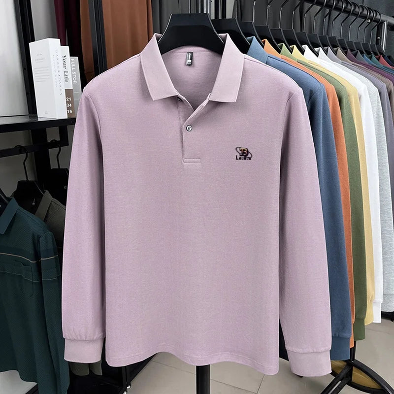 100% pure cotton 2025 Spring and Autumn new high-quality men business casual POLO shirt exquisite brand embroidered T-shirt top