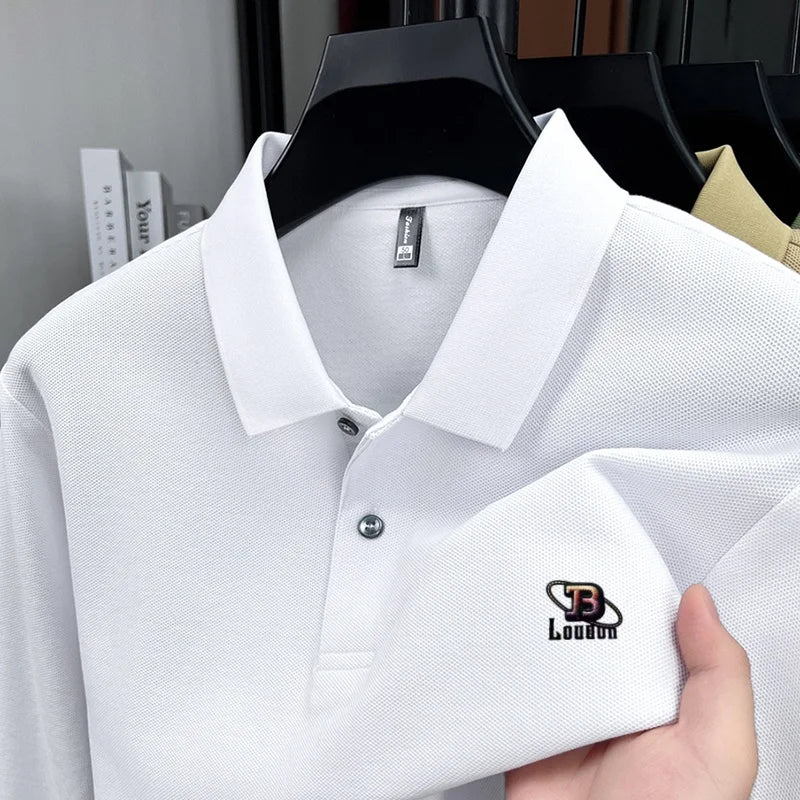 100% pure cotton 2025 Spring and Autumn new high-quality men business casual POLO shirt exquisite brand embroidered T-shirt top