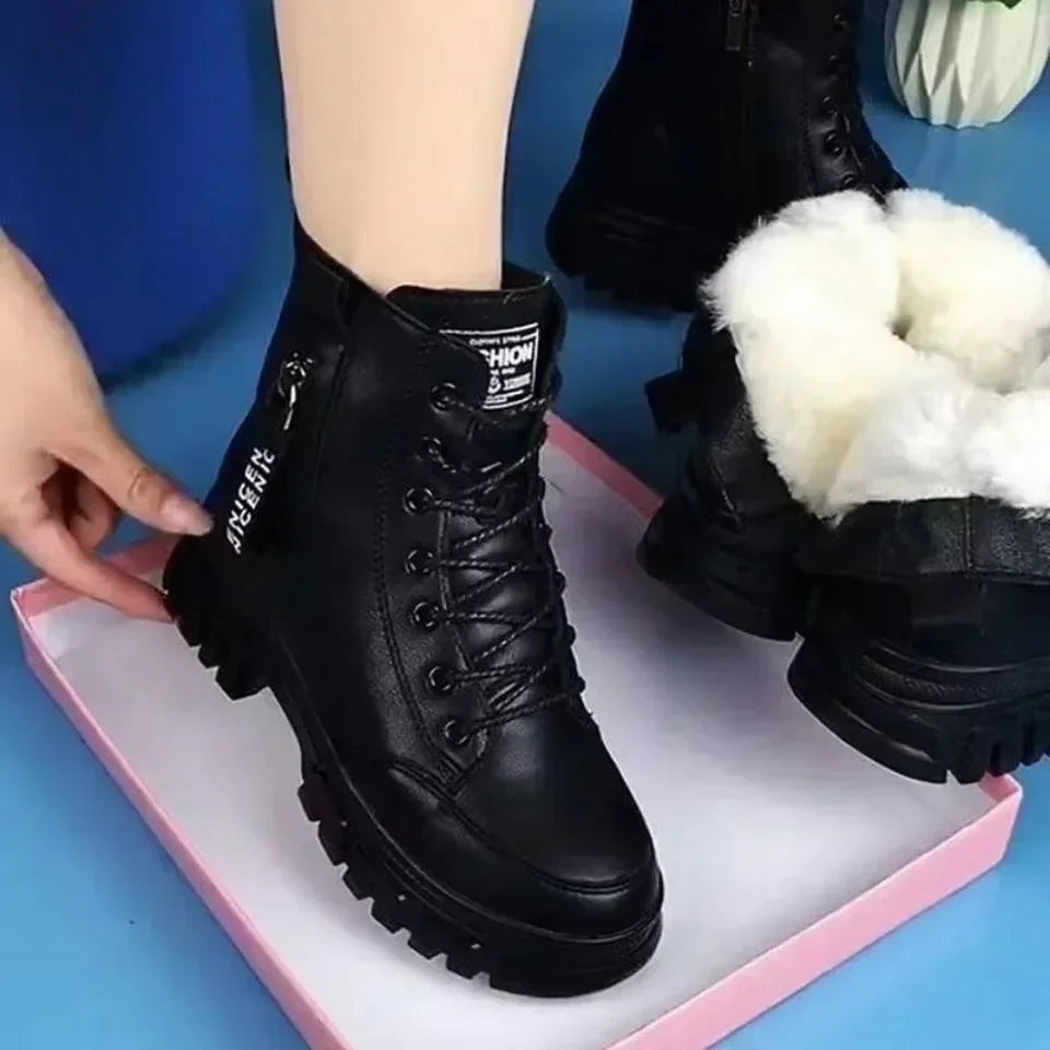 Shoes for Women Fashion Comfortable Casual Shoes 2025 Winter Warm Plus Velvet Shoes Women Thick-Soled Cotton Ankle Boots Sneaker