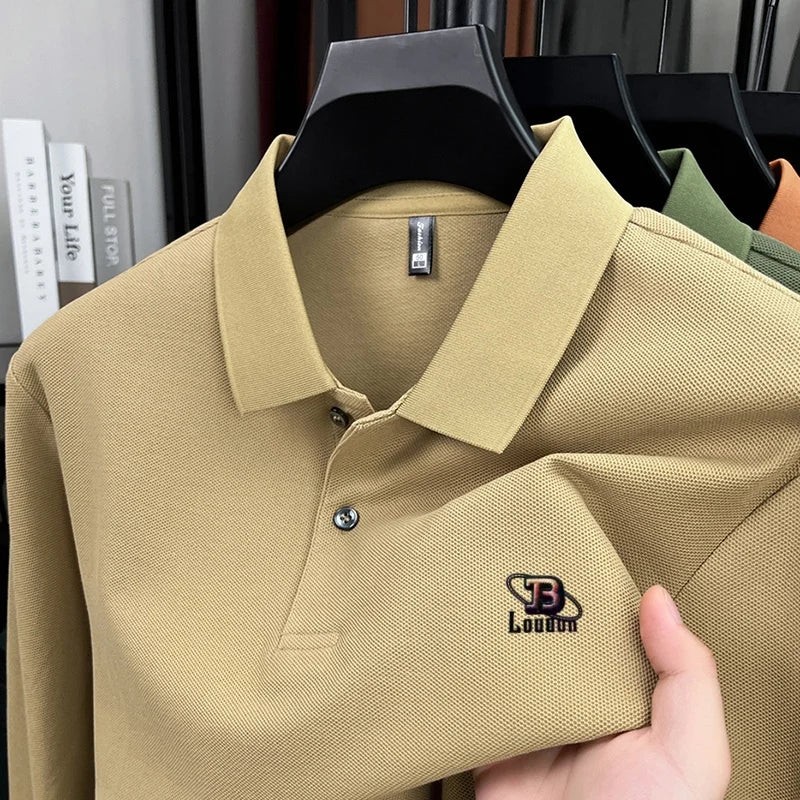 100% pure cotton 2025 Spring and Autumn new high-quality men business casual POLO shirt exquisite brand embroidered T-shirt top