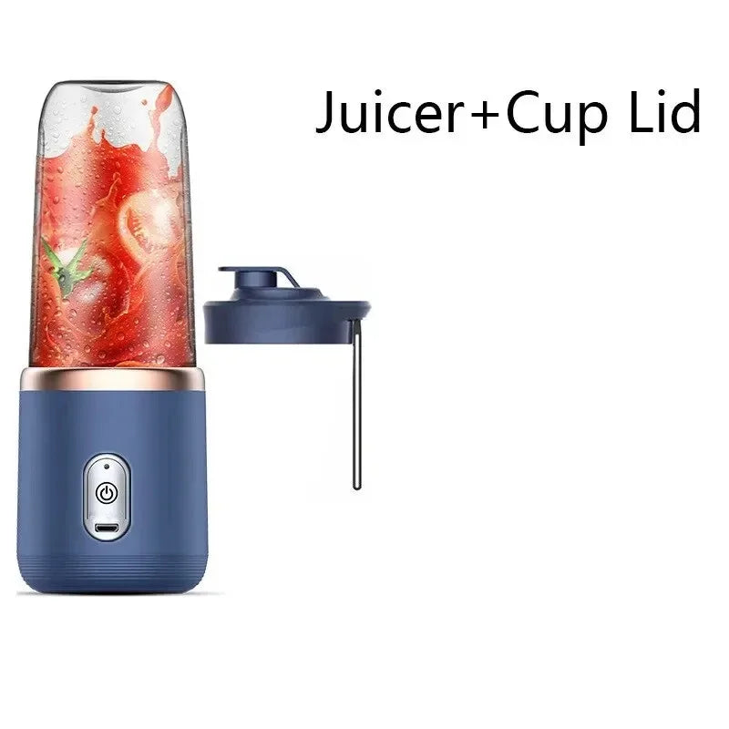 USB Rechargeable Portable Blender Dual Cup Maker Electric Juicer Mixer 6 Blades Travel Kitchen Home Breakfast Fresh Fruit Juice