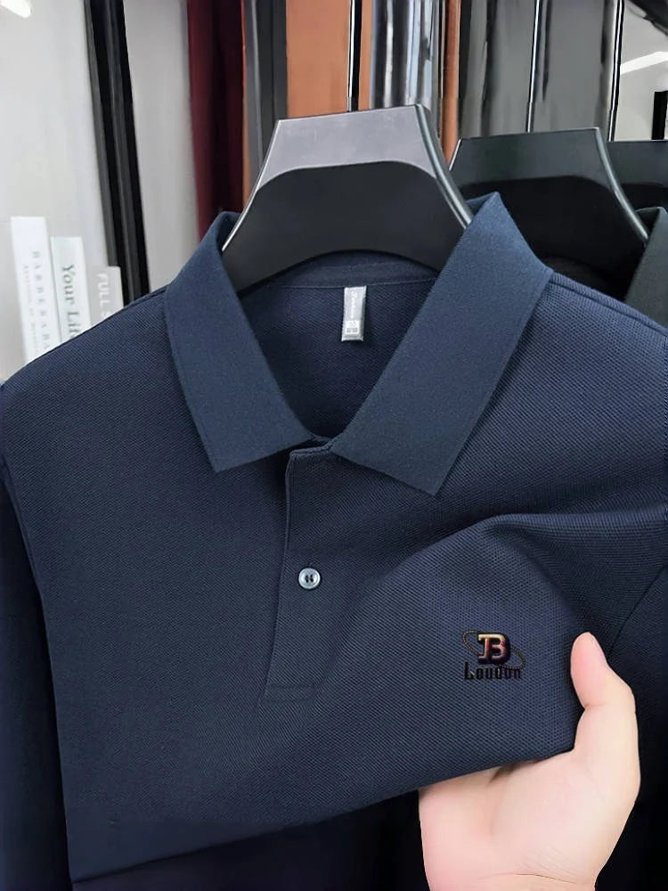 100% pure cotton 2025 Spring and Autumn new high-quality men business casual POLO shirt exquisite brand embroidered T-shirt top