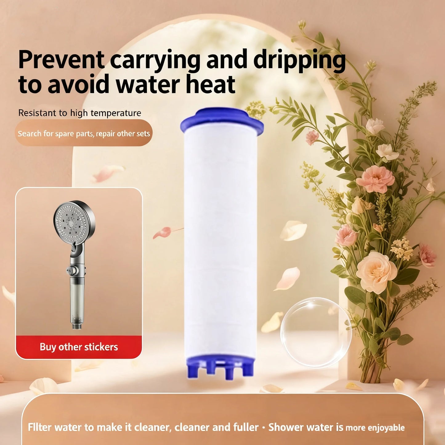 ♥♥♥Universal Shower Filter Increases Water Pressure Removes Impurities For Standard Shower Heads Water Purification Cartridge