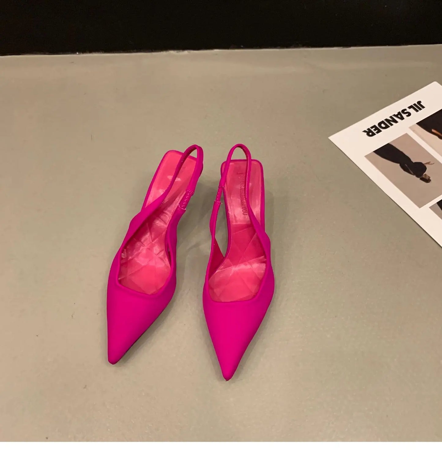 Women Summer Shoes 2024 New Fashion Pointed Toe Stiletto Medium Heel High Heels Women Back Empty Toe Sandals Green Women's Shoes