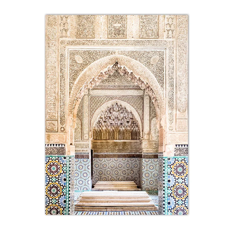 Islamic Morocco Astaka Canvas Painting Mosque No God Except Allah Calligraphy Poster And Print Boho Pictures Living Room Decor