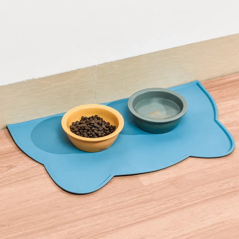 Pet Dirt Resistant Silicone Food Mat Portable Waterproof Leakproof Non-Slip Feeding Mat Bowl Mat Mat for Cats Dogs Pet Supplies