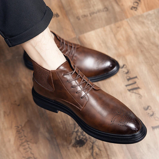 2026 Men High-top Shoes Formal Casual Wedding Party Big Size Leather Footwear For Male