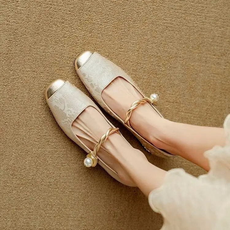 Shoes for Woman Flats Formal Women's Summer Footwear Low Heel Elegant Moccasins Flat Pointed Toe Non Slip on Promotion E 39