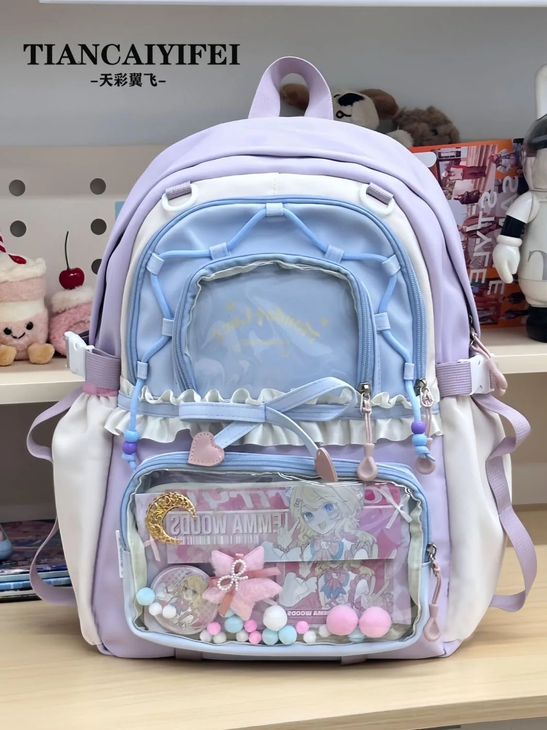 School Bag Ita Bag Young Girl School Backpacks Girl Ins Sweet Japanese Backpack Y2K Transparent Display Bag Large Backpack