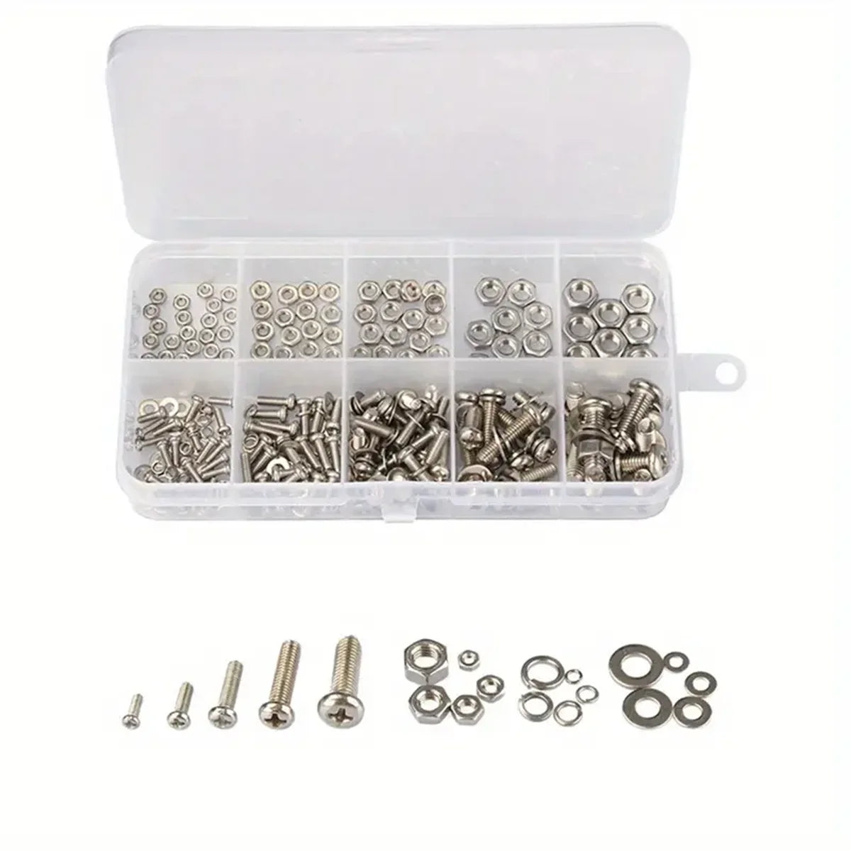 320pcs Stainless Steel Screw Nut Bolt Assortment Kit M2 M2.5 M3 M4 M5 Nuts and Bolts Assortment