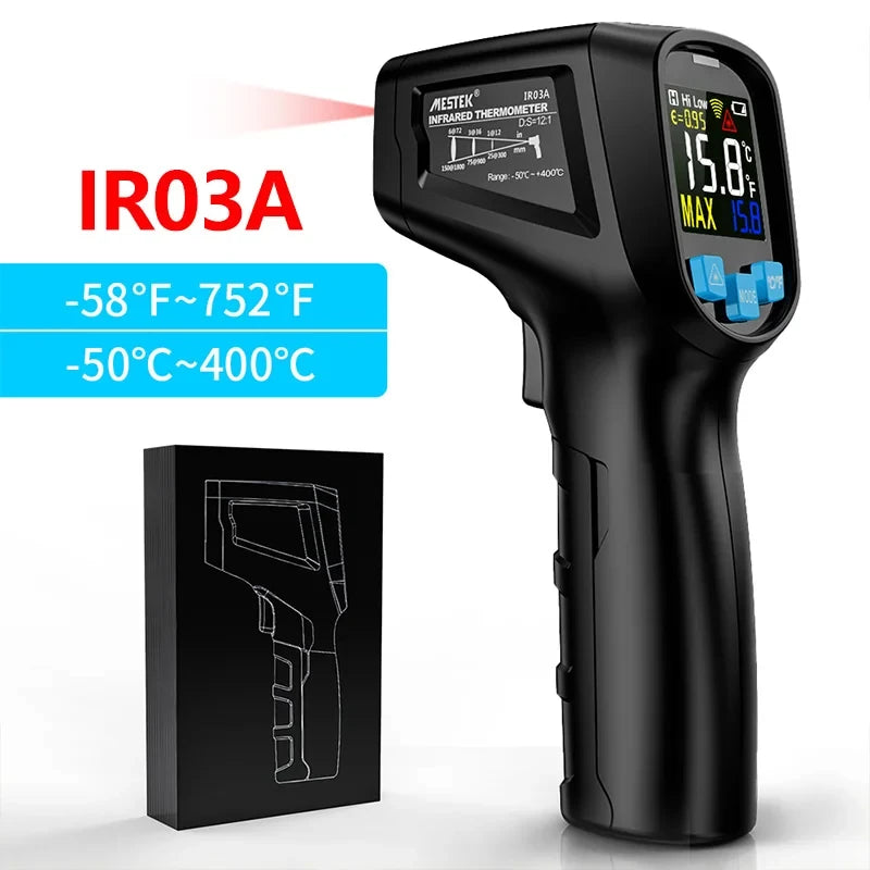 Digital Infrared Thermometer Non-contact Laser Temperature Meter Pyrometer Imager Hygrometer IR Termometro LCD Light Alarm