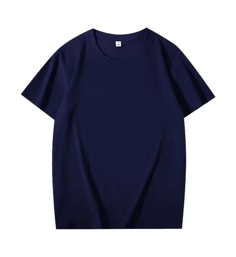 Men Women 100% Cotton T-shirt Solid Color Trend Leisure Short Sleeve Black White Gray High Quality Heavy Fabric Loose T Shirt