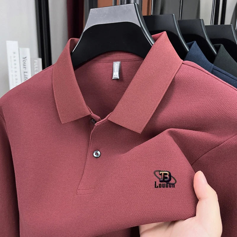 100% pure cotton 2025 Spring and Autumn new high-quality men business casual POLO shirt exquisite brand embroidered T-shirt top