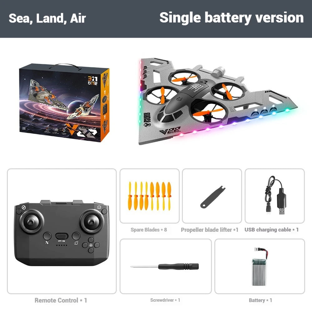 In Stock V22 Rc Aircraft Water Land Air Three In One Plane Model Glider Toy Capable Aerial With Drone Birthday Presents
