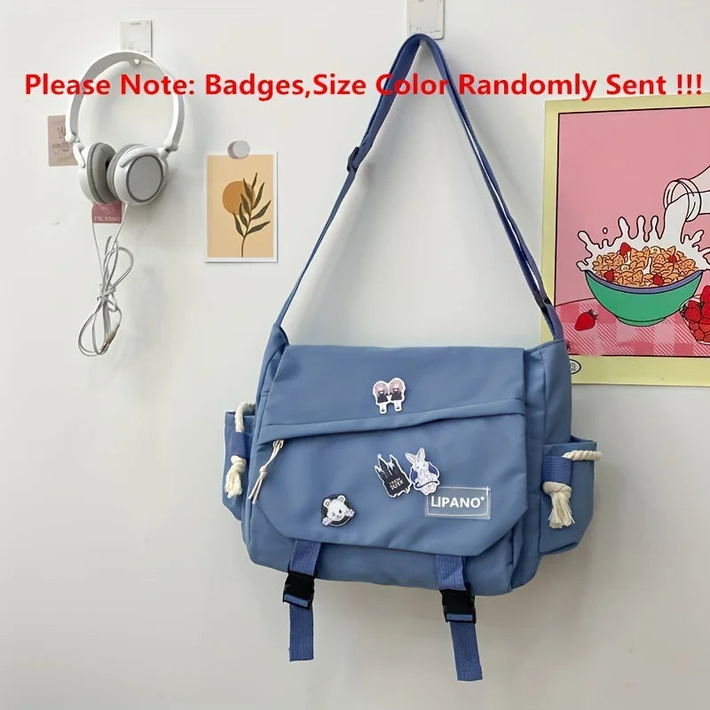 Return To School Nylon Shoulder Bag, Large Capacity Crossbody Bags for Teen Girls Men Harajuku Messenger Bag Student School Bags