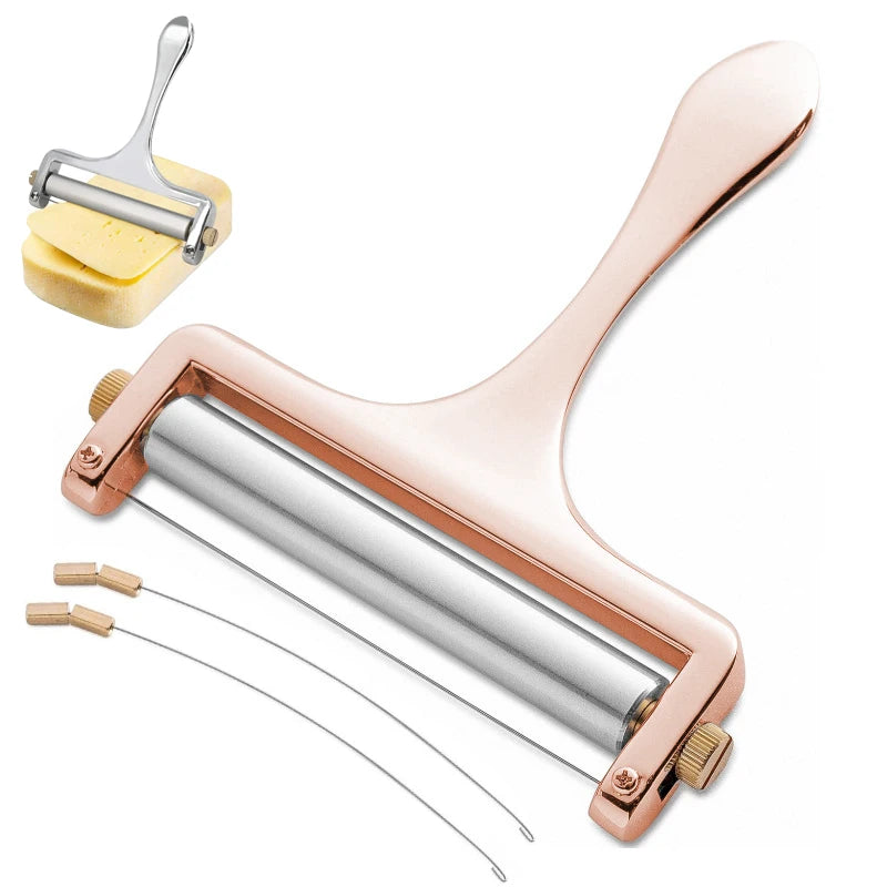Cheese Slicer & Cheese Cutter - Adjustable Stainless Steel Wire Cheese Cutter With 2 Extra Wires - Cheese Shaver