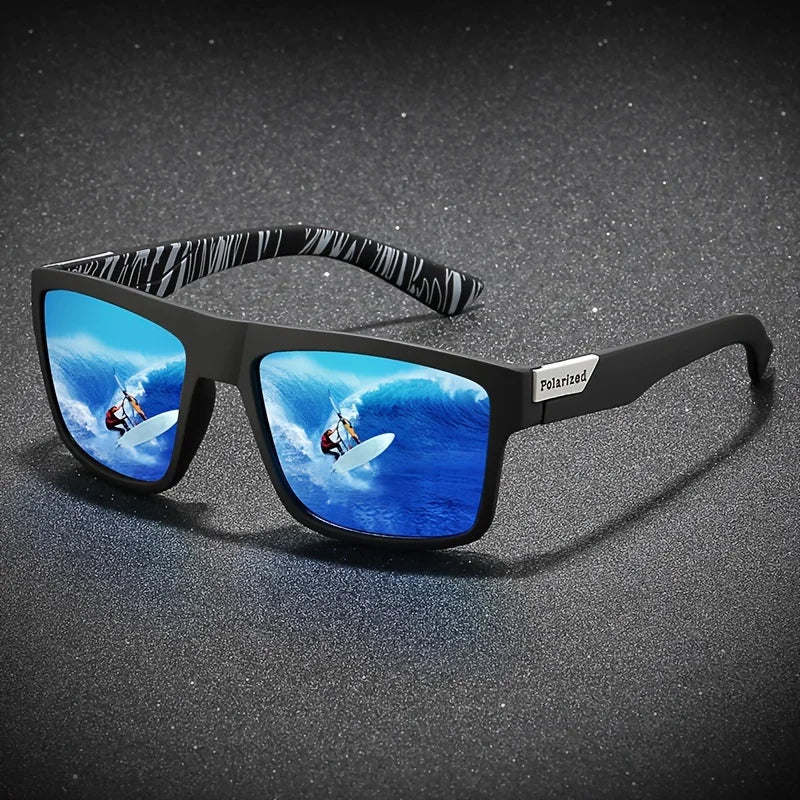 2025 Polarized Sports Glasses for Men, TAC Lens, PC Frame, Classic Square Design, Full Coverage, Fishing, Climbing, Outdoor