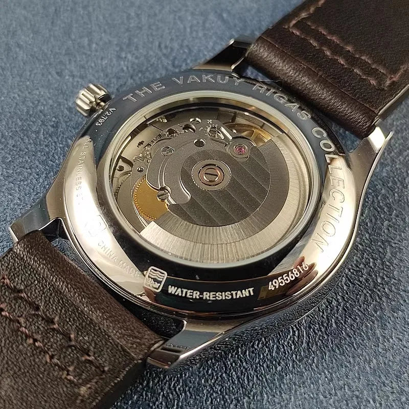 Men's Automatic Watch, Business Haiou ST2130 Caliber, Burnt Blue Ultra-Thin Hands with Date Display