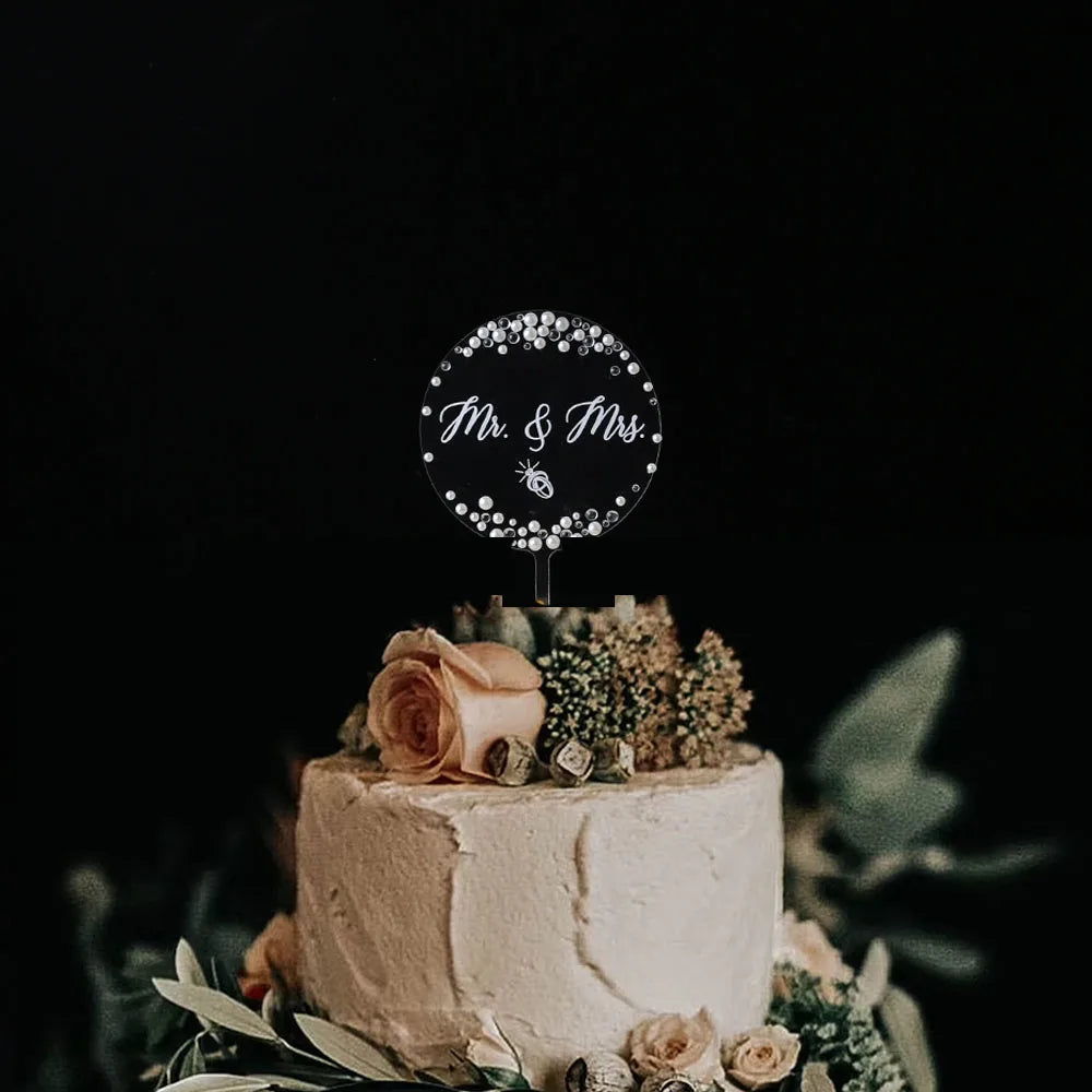 Mr and Mrs Cake Topper Bride and Groom Sign Wedding Engagement Cake Toppers Decorations